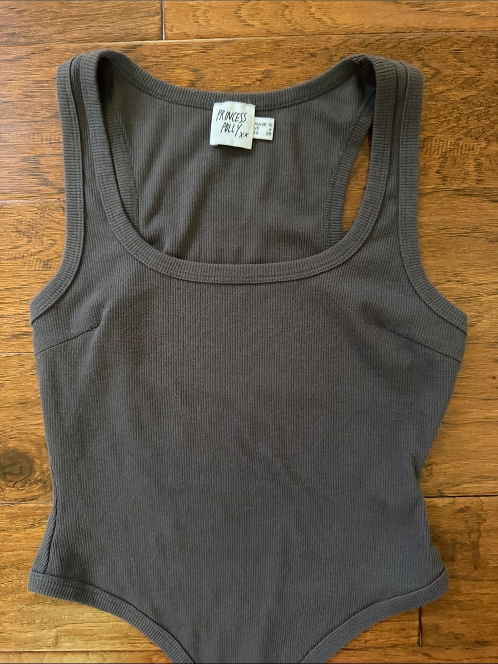 Princess Polly Charcoal Ribbed Scoop Neck Bodysuit - Picture 5 of 5